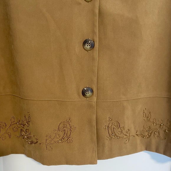 Koret Petite Toffee Camel Blazer Fall Beaded Embroidery Light Jacket Size Large - Picture 6 of 13